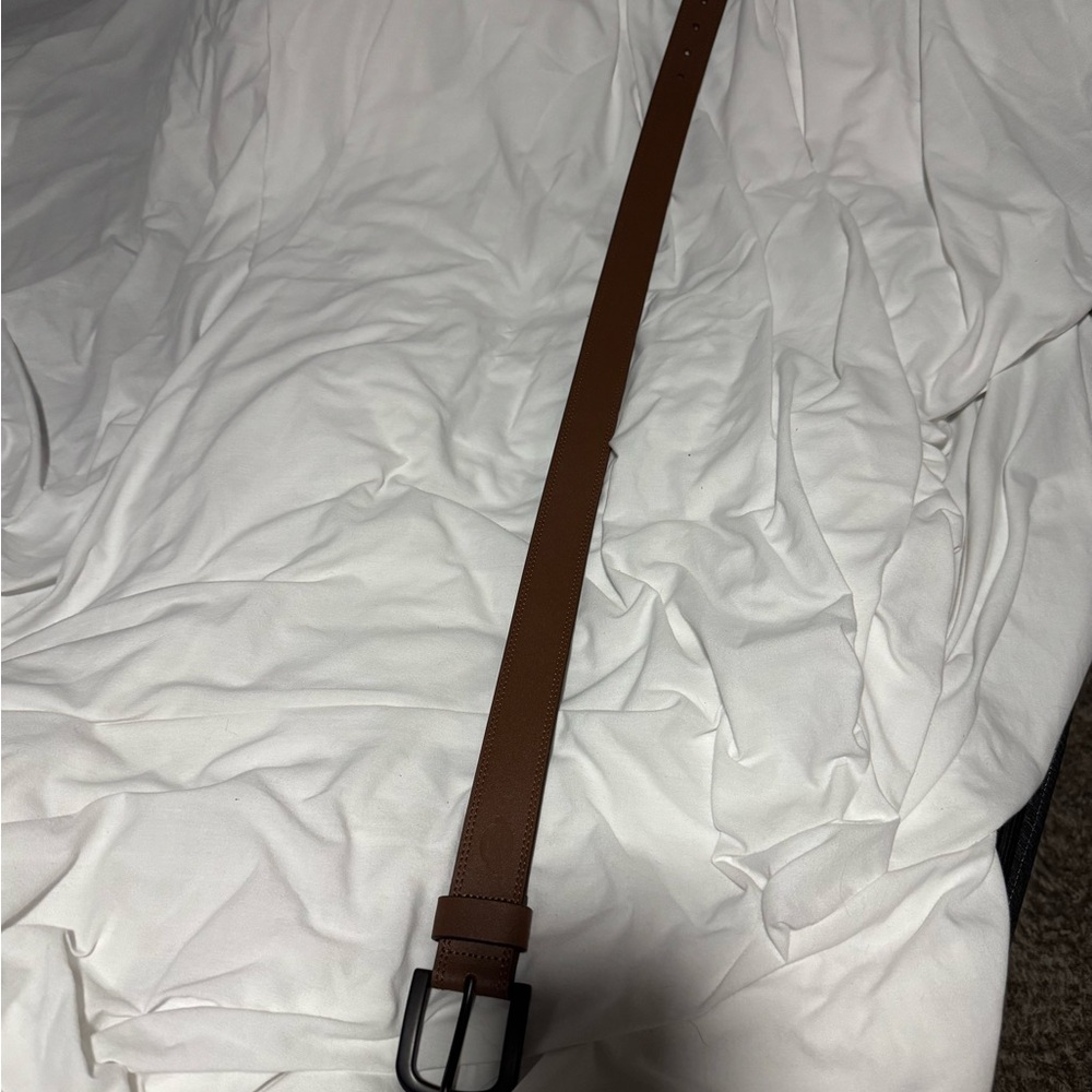 Brown Leather Belt with Black Buckle